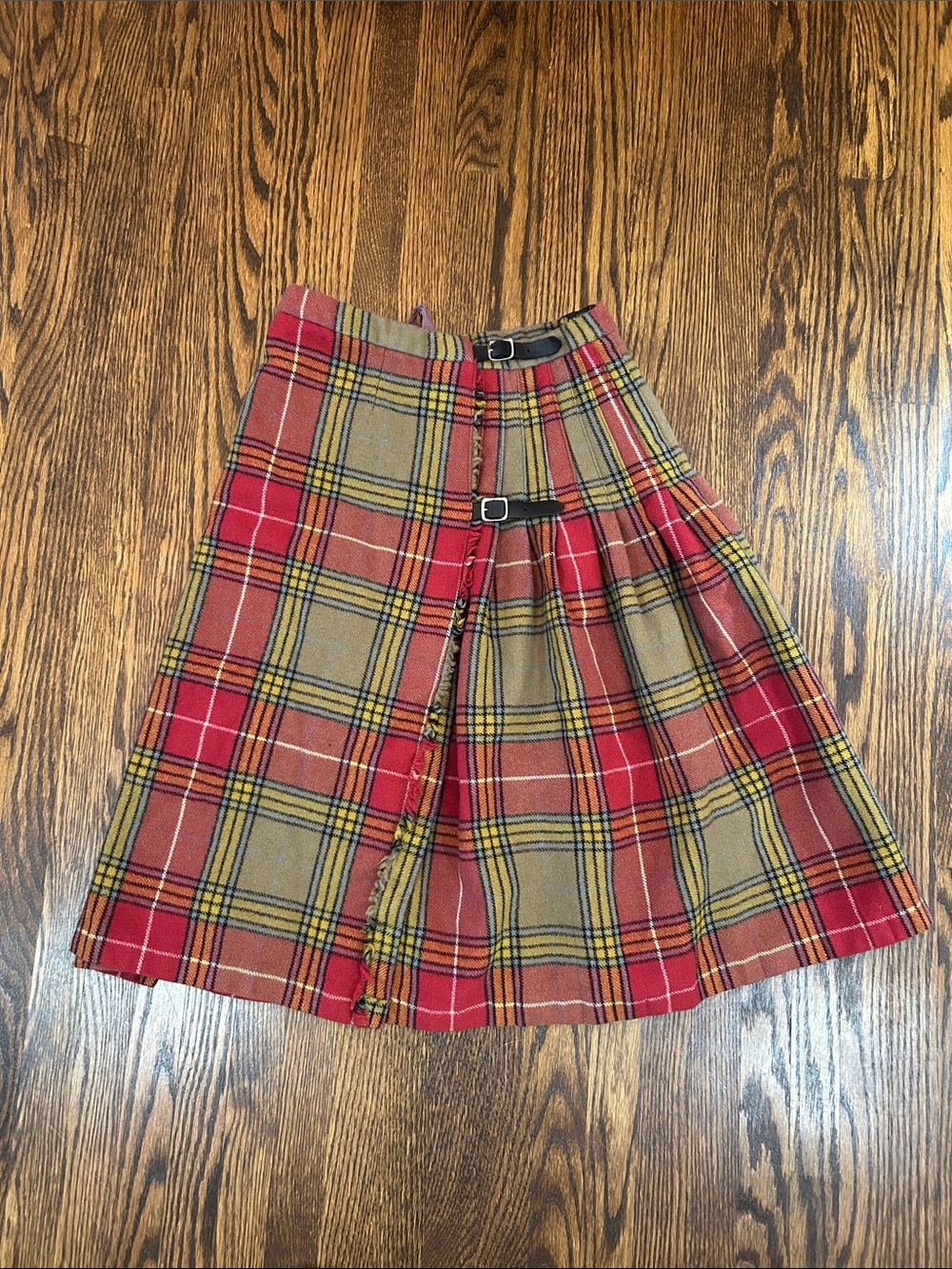 Vintage 70s Plaid Wool Kilt Skirt
